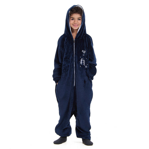 افرول ونزي شتوي للاطفال "ازرق مطرز "