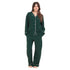 Women summer pajama set "Dark green buttoned shirt + Pants"