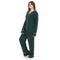 Women summer pajama set "Dark green buttoned shirt + Pants"