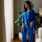 Women summer 3 piece pajama set "Royal Blue Top + Royal Blue kimono & Pants"