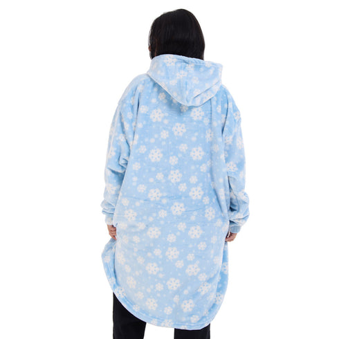 هودي بطانية شتوية مطبوع "ثلج ازرق فاتح"