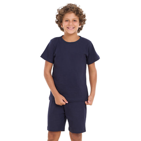 طقم بيجاما شورت ولادي كحلي + تيشيرت