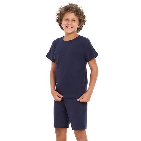 طقم بيجاما شورت ولادي كحلي + تيشيرت