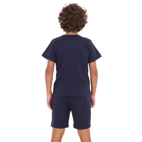 طقم بيجاما شورت ولادي كحلي + تيشيرت