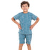 طقم بيجاما شورت ولادي ازرق فاتح بطبعة رياضة + تيشيرت