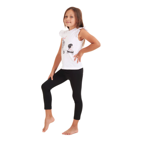 طقم بيجاما بناتي (تيشيرت + بنطال)