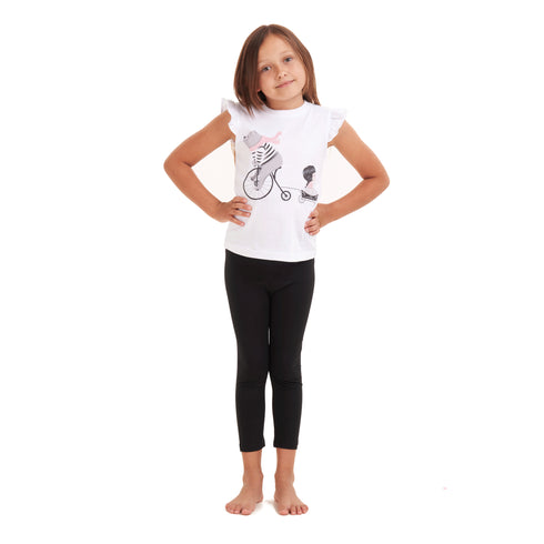 طقم بيجاما بناتي (تيشيرت + بنطال)