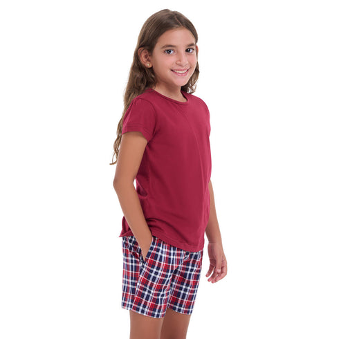طقم بيجاما بناتي (تيشيرت + شورت)