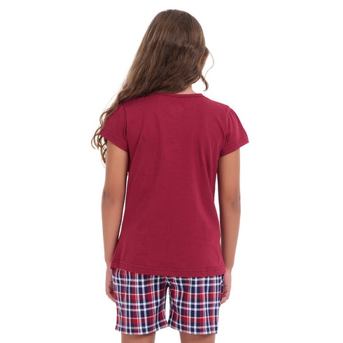 طقم بيجاما بناتي (تيشيرت + شورت)