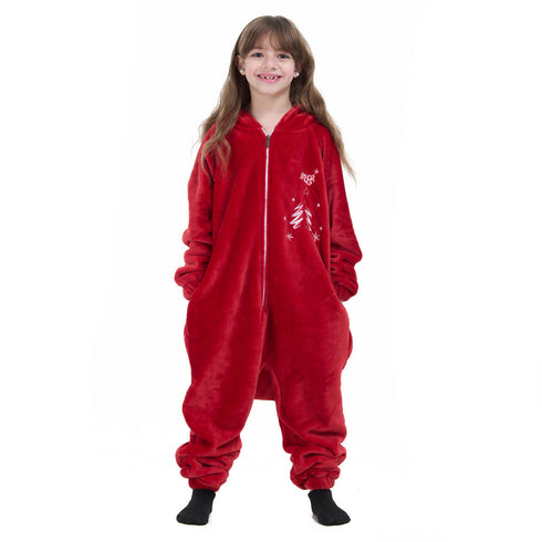 افرول ونزي شتوي للاطفال "احمر مطرز"