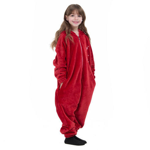 افرول ونزي شتوي للاطفال "احمر مطرز"