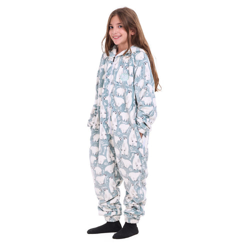 افرول ونزي شتوي للاطفال "دب قطبي بترولي "