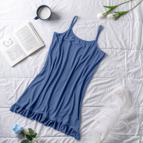 Women summer pajama "Royal Blue ruffles night shirt"