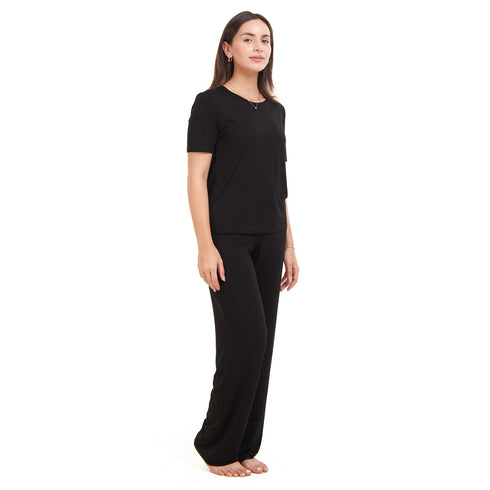 Women summer pajama set "Black shirt + Pants"