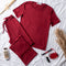 Women summer pajama set "Burgundy shirt + Pants"