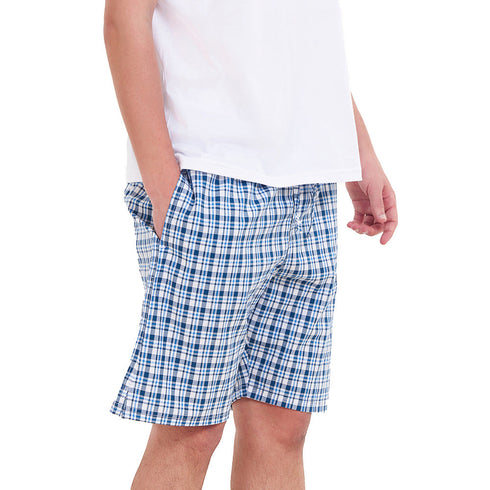 شورت بيجامة رجالي كاروهات (ازرق x ابيض)