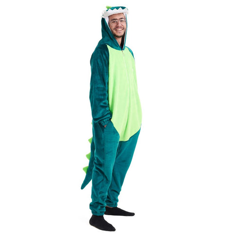 Snuggs Blanket Animal Onesie "Dinosaur neon green"