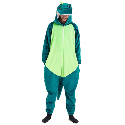 Snuggs Blanket Animal Onesie "Dinosaur neon green"