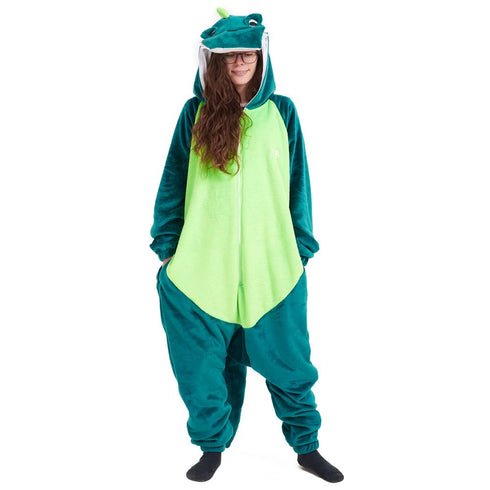 Snuggs Blanket Animal Onesie "Dinosaur neon green"