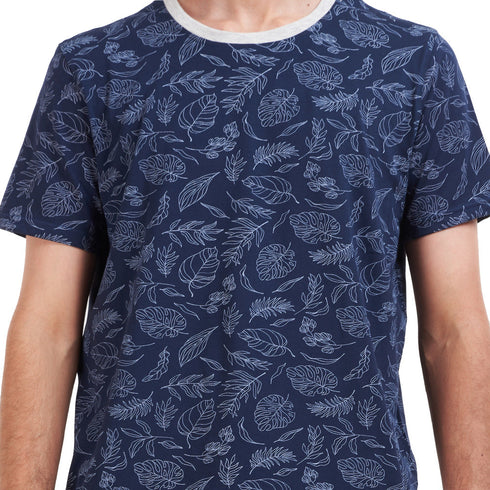 طقم بيجامة رجالي تيشيرت مطبوع+ بنطال كحلي