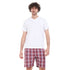بيجامة رجالي صيفي تيشيرت ابيض+ شورت كاروهات