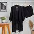 Women summer 3 piece pajama set "Black Top +kimono & short"
