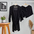Women summer 3 piece pajama set "Black Top +kimono & short"