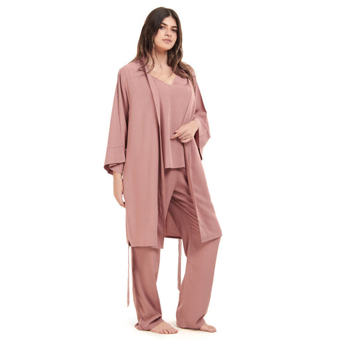 Women summer 3 piece pajama set "Cashmere Top + Cashmere kimono & Pants"