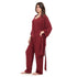 Women summer 3 piece pajama set "Dark Red Top + Dark Red kimono & Pants"
