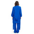 Women summer 3 piece pajama set "Royal Blue Top + Royal Blue kimono & Pants"